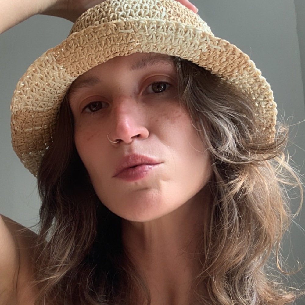 Crocheted Straw Bucket Hat